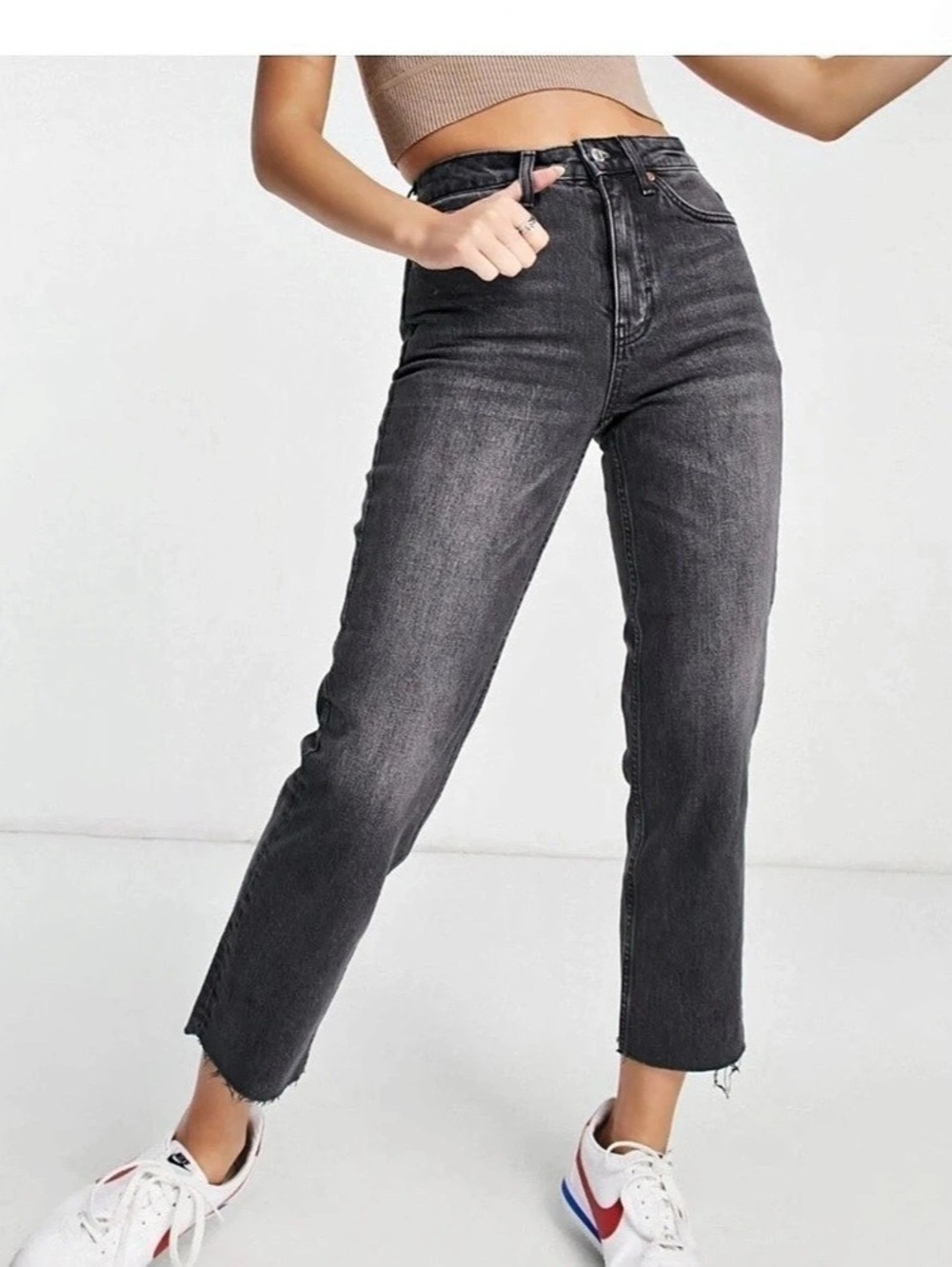 Topshop Straight Leg Jeans in Gray Waist 26 NWT